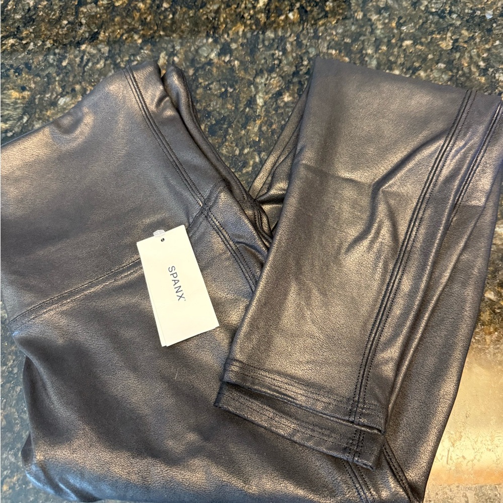 SPANX Black Jeggings Sleek Glossy Finish